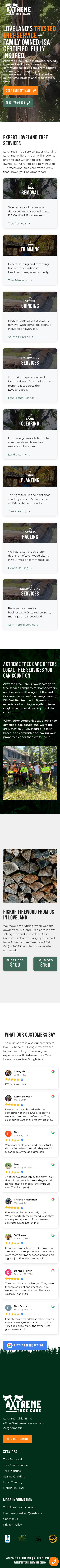 Axtreme Tree Care website on mobile