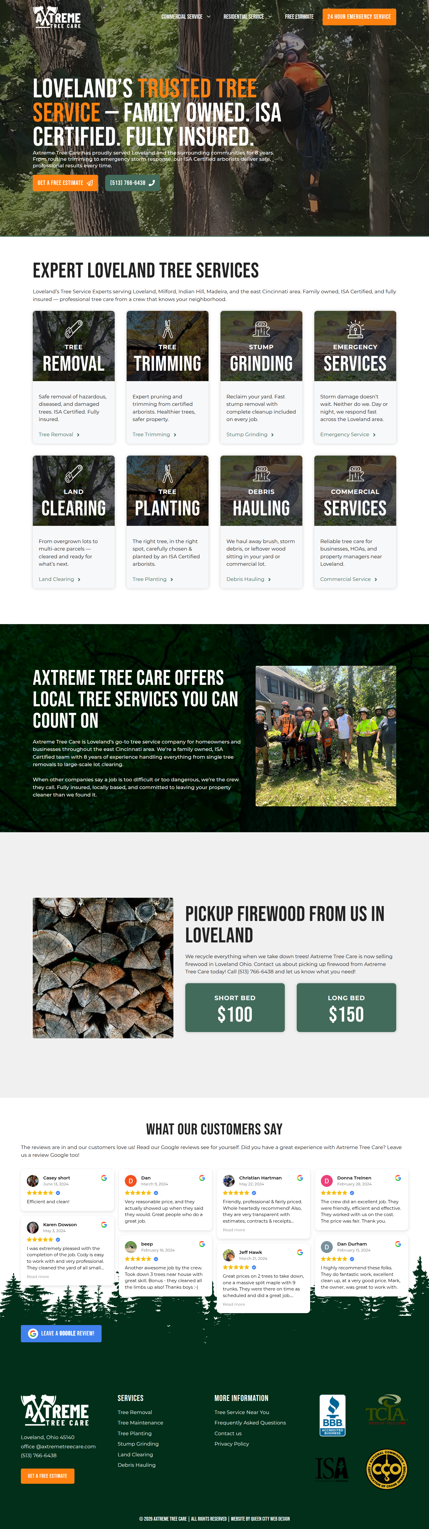Axtreme Tree Care website on desktop