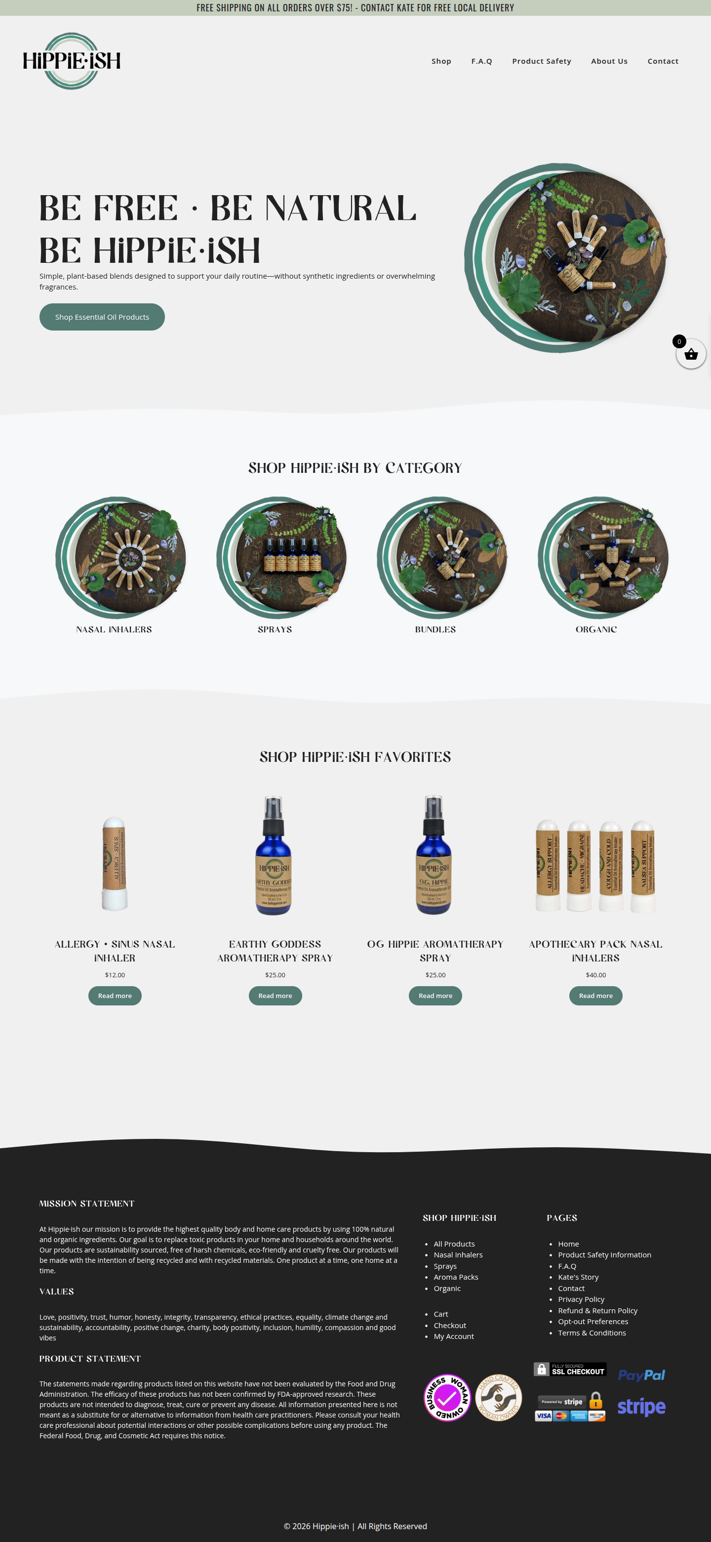 Hippie-ish website on desktop