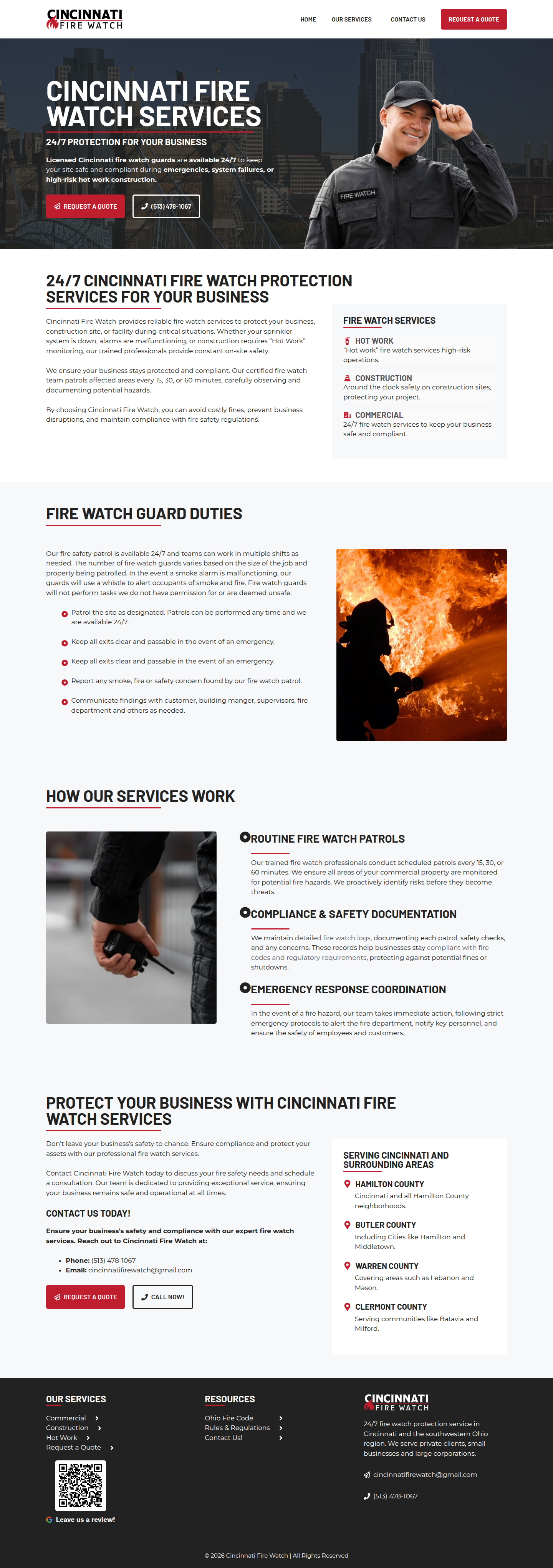 Cincinnati Firewatch website on desktop
