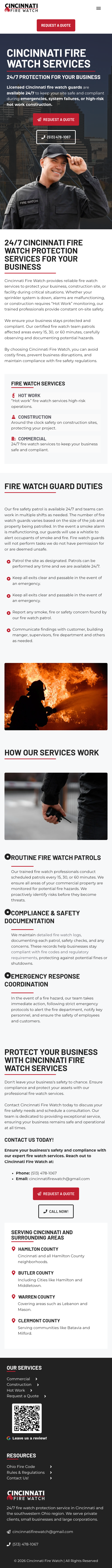 Cincinnati Firewatch website on mobile